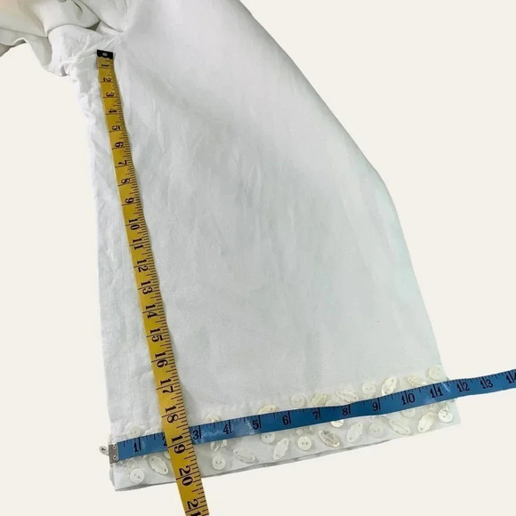 Spenser Jeremy Linen Blend Cropped Pants Women Size 12 White Shell Embellished - Picture 12 of 15